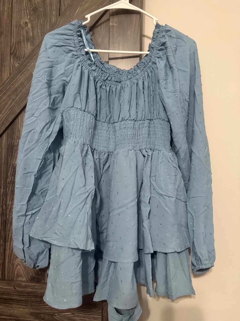 Light Blue Smocked Peasant Romper